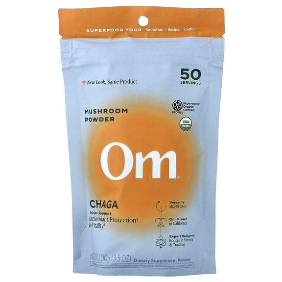 Om Mushrooms Superfood Powder, Chaga, 3.5 oz (100 g)