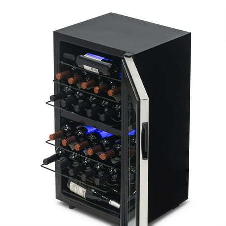 NewAir - Freestanding 28 Bottle Dual Zone Compressor Wine Fridge - Stainless Steel