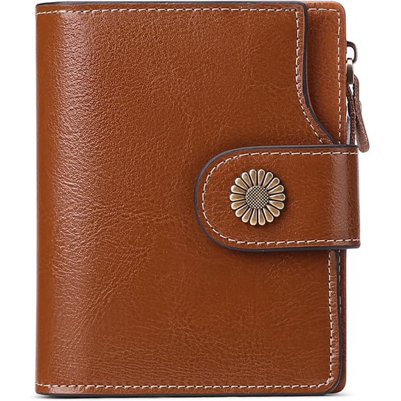 Small Wallet for Women, RFID Blocking, Compact Size, Brown