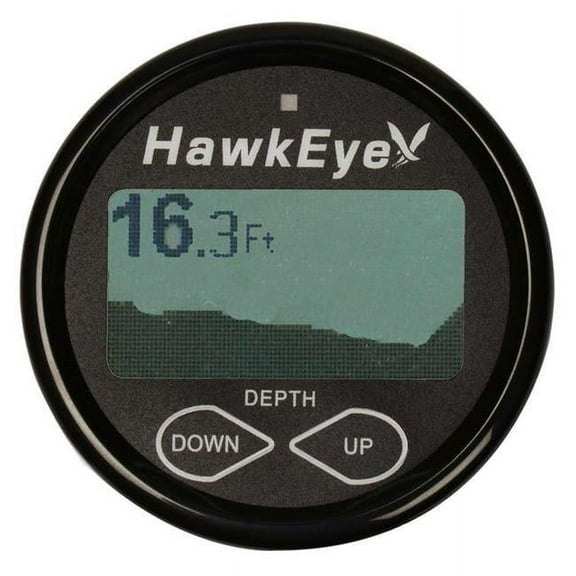 HawkEye DT2BX-TM 600 ft. DepthTrax 2BX in Dash Digital Depth & Temp Gauge with Transom Mount