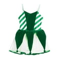 thumbnail image 6 of YIZYIF Kids Girls Christmas Mesh Ballet Tutu Dress Candy Cane Costume Spaghetti Straps Stripes Print Figure Skating Dress Green 4, 6 of 7