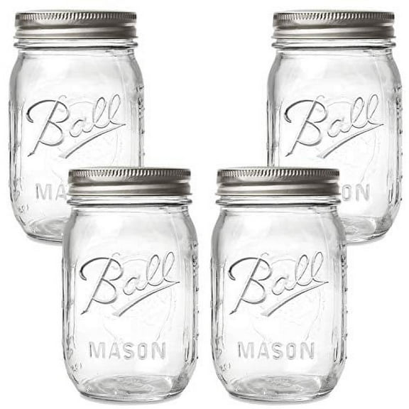 Ball Quilted Crystal Jelly Jars ? 16 Oz Clear Glass Jars ? Jelly Jars with Lids & Bands ( Pack of 4)