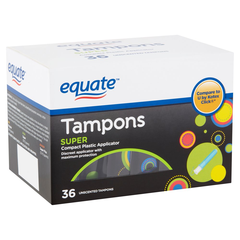 Equate Super Absorbency Unscented Tampons with Compact Plastic