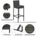 thumbnail image 6 of Enyopro 5-Piece Outdoor Patio Wicker Bar Set with Cushions, Acacia Wood Table Top, Non-Slip Feet, Fixed Rope, Gray & Brown, 6 of 8
