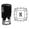 thumbnail image 1 of Printtoo R-40 Office Stationary Square Swirl Border K Alphabet Monogram Initial Self Inking Rubber Stamp, 1 of 3
