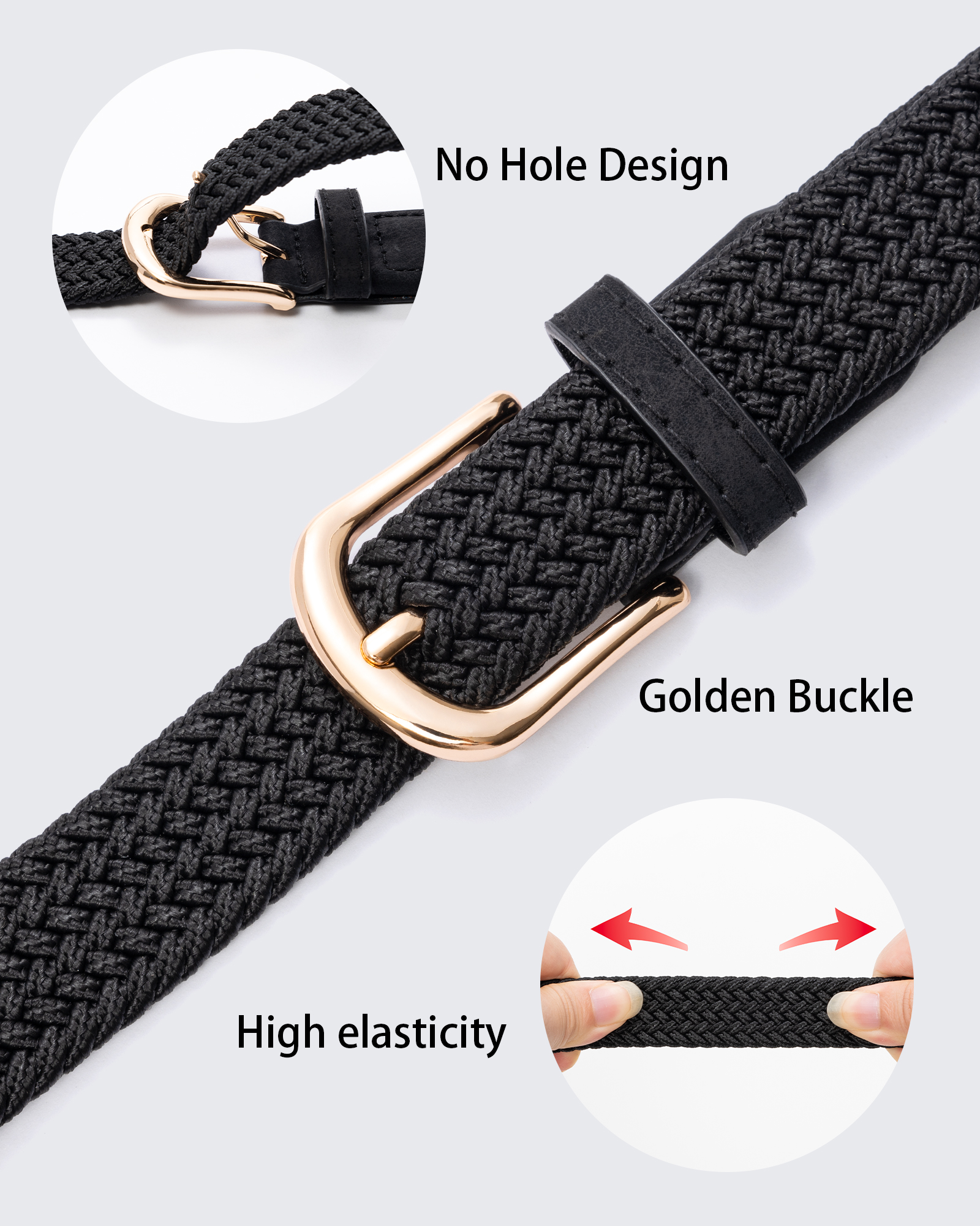 Maikun Women's Elastic Braided Woven Belt 2-Pack photo 4