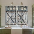 thumbnail image 4 of Wooden Barn Door Kitchen Curtains Country Wood Farmhouse Rustic Farm Retro Western Cafe Short Tier Curtains Decor for Living Room Rod Pocket Window Drape Treatment Fabric 27.5x36 Inch, 4 of 6