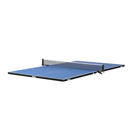 JOOLA Conversion Table Tennis Top with Metal Apron, Foam Backing, and Ping Pong Net Set, Regulation Size 9x5 ft, Blue, 1ct Clip On Net (Best Table Tennis Conversion Top)