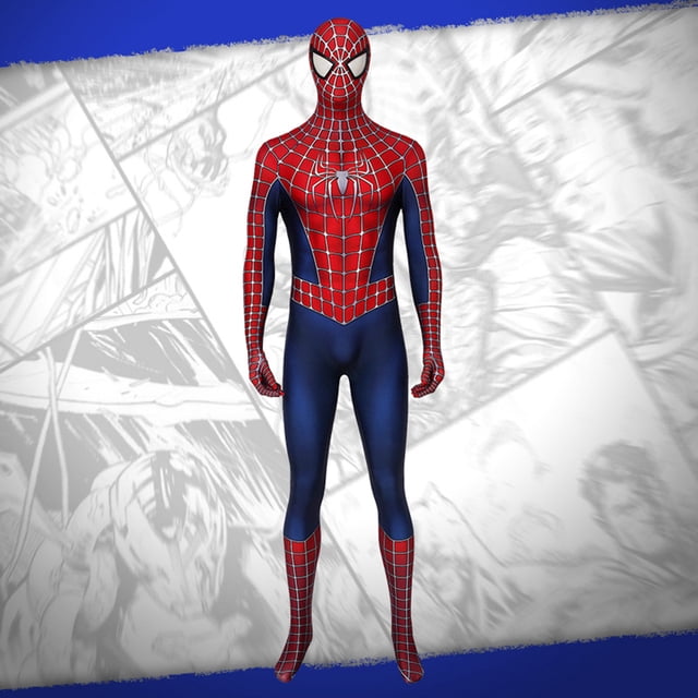 Disfraz Premium Tobey Maguire Spiderman Combinaison Costume Costume Super-Héros Halloween Ygjytge Rojo T L para Hombre