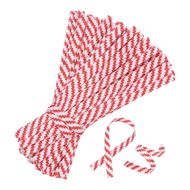 700 Paquete de Cintas de Papel Kraft, 9cm/ 3.5 Pulgadas para Atar Panes de Raya Roja