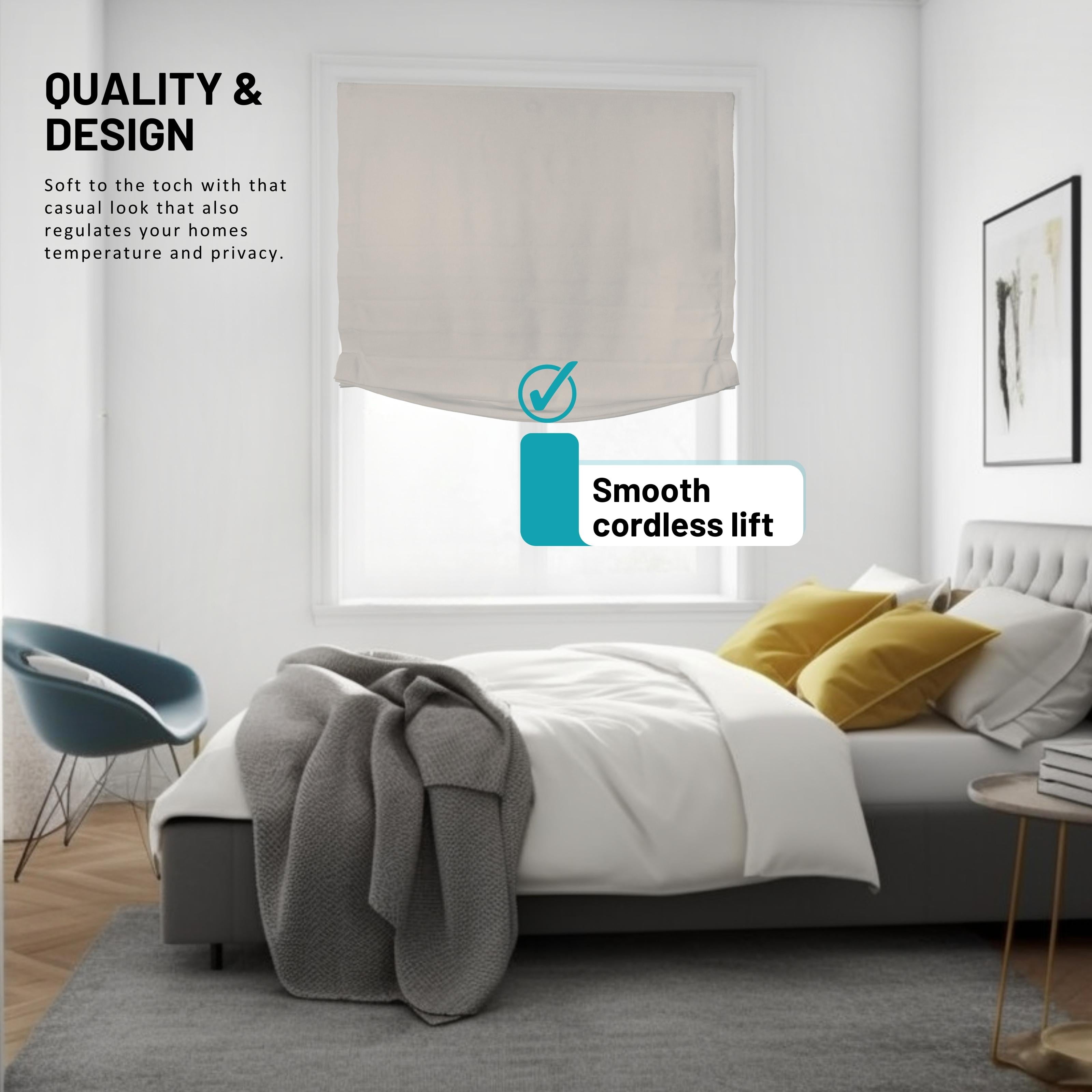 Chicology Cordless Roman Shades, Light Gray (Relaxed), 35"W X 64"H