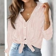 thumbnail image 3 of Holzkary Womens Button Down Shirts Striped Classic Long Sleeve Collared Office Work Blouses Tops with Pocket Oversized Long Sleeve Blouses Dress Shirts Work Tops Pink S, 3 of 3