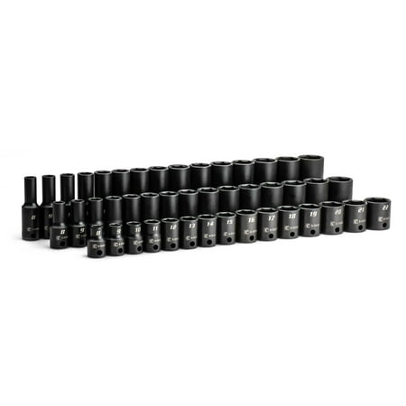 UPC: 0886352533980 | Capri Tools 3/8 in. Drive Shallow  Semi-Deep and Deep Impact Socket Set  Metric  8 to 22 mm  45-Piece
