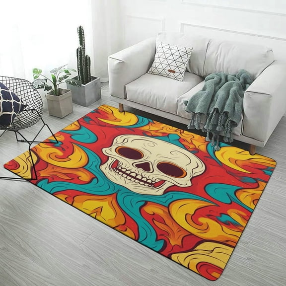 Mexico Flower Skulls Day Of The Dead (49) Carpet Rug for Home Living Room Bedroom Sofa Doormat Decor Area Rug Non-slip Mat