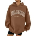 thumbnail image 2 of Los Angeles Hoodies for Women Fall Winter Long Sleeve Graphic Hooded Sweatshirt Streetwear Pullover Tops, 2 of 6