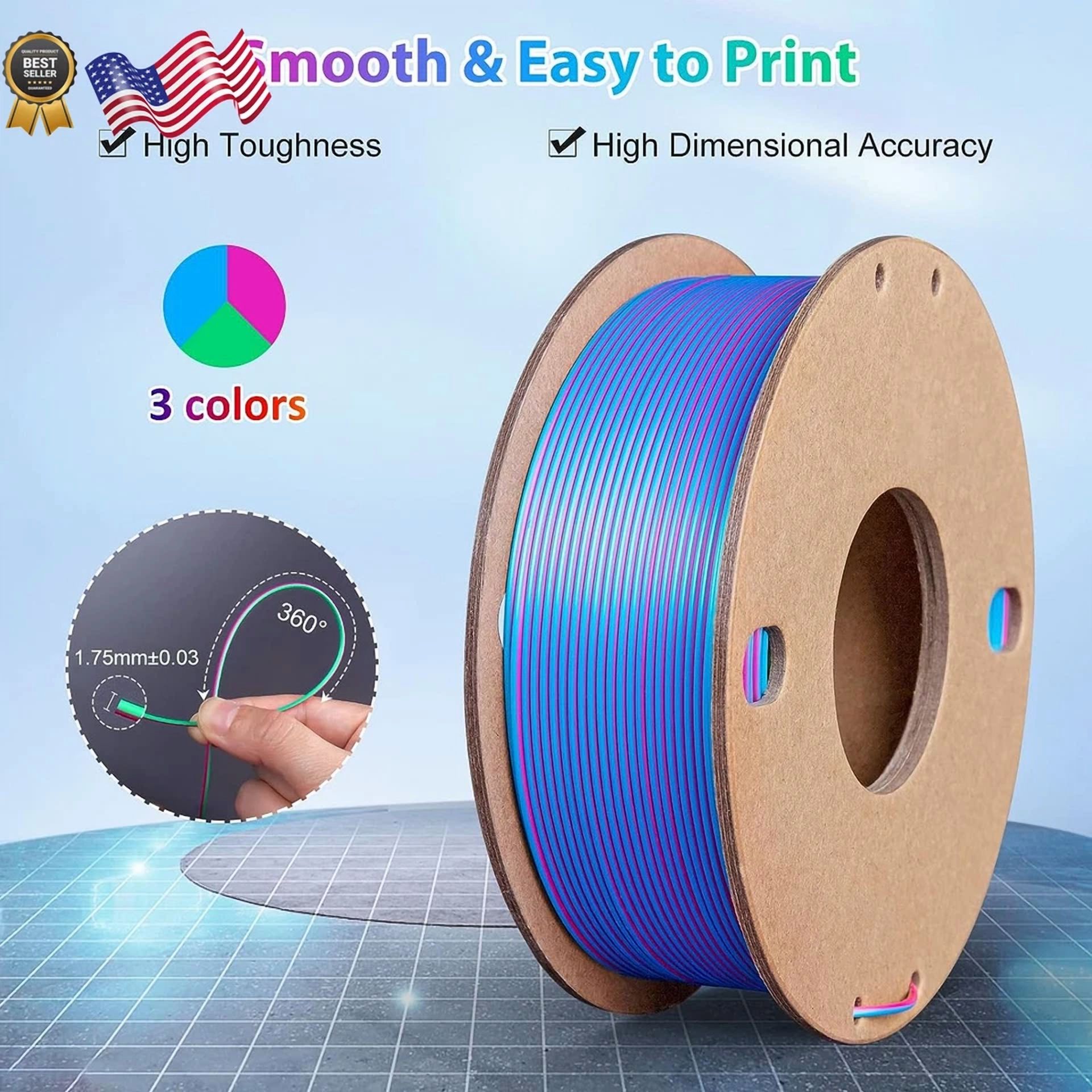 BUTTERFLY- Silk Pla 3D Printer Filament Triple Color Silk Pla Filament 1.75Mm 3D Printing F