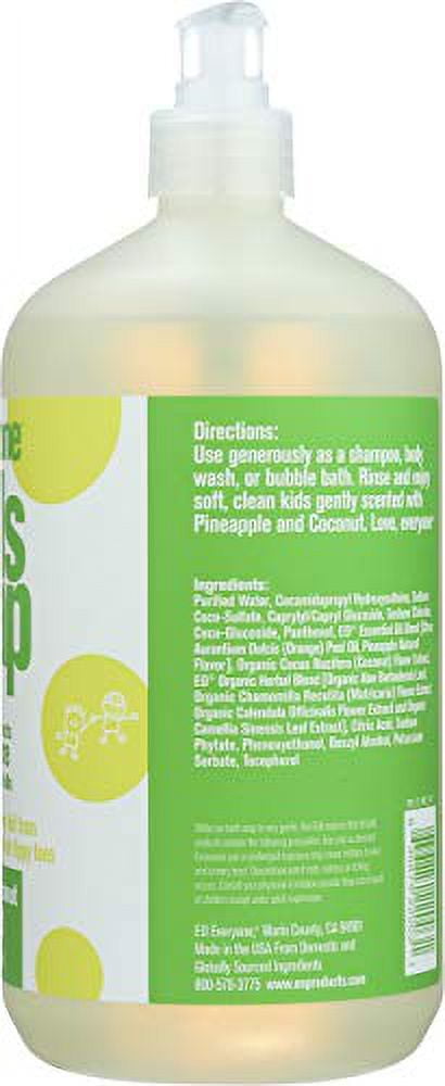 Everyone 3-in-1 Soap for Every Kid Safe, Gentle and Natural Shampoo, Body Wash, and Bubble Bath, Tropical Coconut Twist