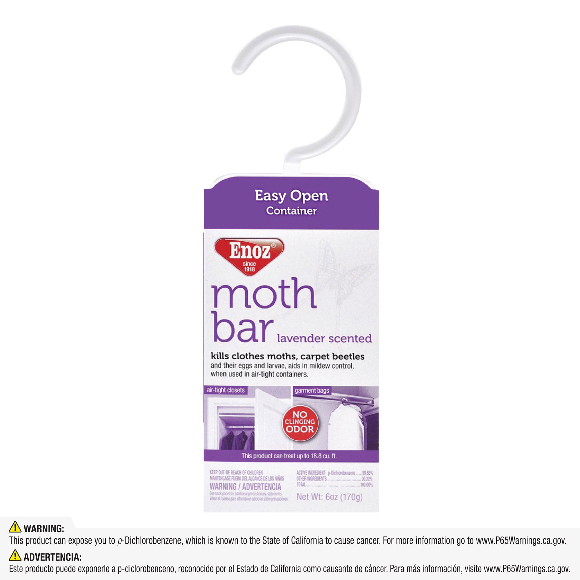 (4 pack) Enoz Lavender Scented Moth Bars, Moth Killer for Clothes Moths and Carpet Beetles, 6 oz