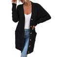thumbnail image 1 of Suéter de mujer moda elegante señoras otoño manga larga punto cárdigan prendas de vestir Negro L jinwen Chaqueta de punto, 1 of 8
