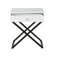thumbnail image 4 of Koda White Wooden End Side Table Nightstand w/ Glass Top Drawer & Metal Base, 4 of 5