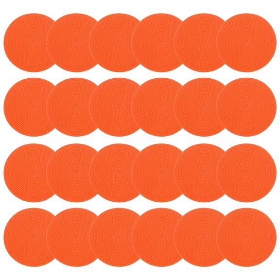 Uxcell 4 Inch Poly Spot Markers, 24Pcs Non Slip Rubber Floor Dots with Storage Bag Flat Agility Cones for Sports Training, Orange