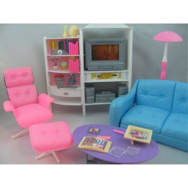 Gloria Dollhouse Furniture Family Room Tv Couch Ottoman Playset