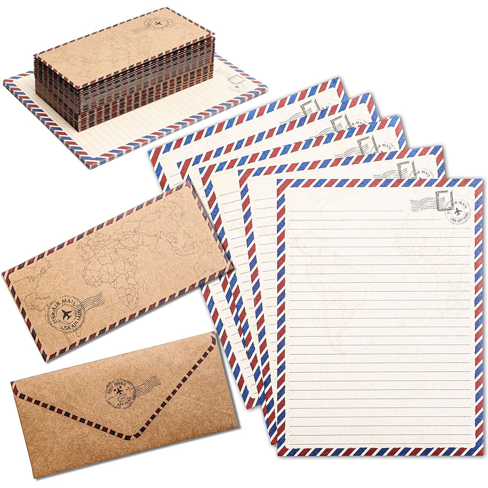 Iumer 8 PC Writing Stationery Paper Letter Set Envelopes Vintage Scrapbook Paper Friendly Stationery Paper,Big red