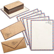 48-Pack Vintage Stationery Paper & Envelopes Letter Set, Lined Classic Airmail Travel Theme, 6.9 x 9.25 inches