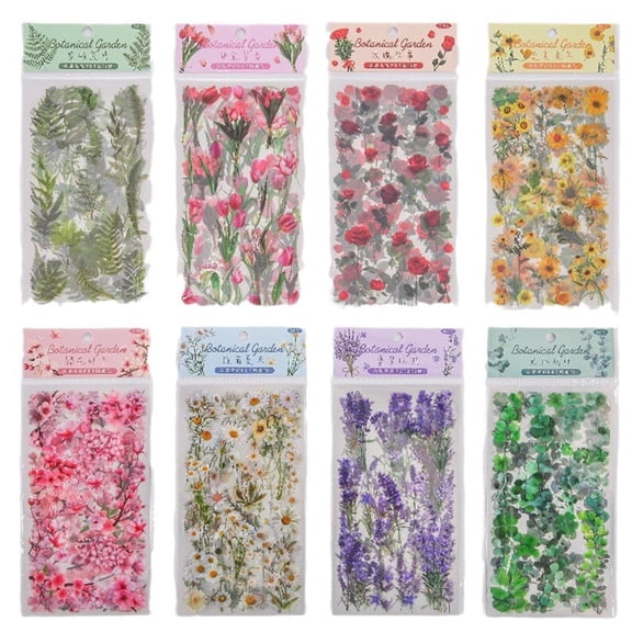 Floral Scrapbook Stickers, Self-Adhesive for Journaling Planner Card Making DIY Crafts, 8 Sheet