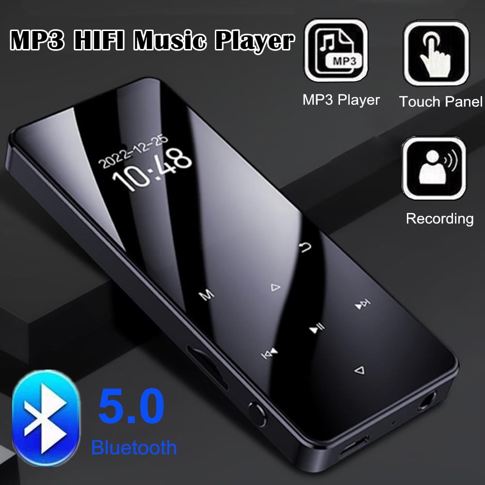 Bluetooth MP3 MP4 Music Player with FM Radio, Lossless Audio, Bluetooth 5.0, 1.8″ Screen, 24‑Hour Battery, FM Recorder, Headphone Jack, Built-In 4GB, Supports Up to 64GB, Portable Media Player