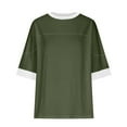 thumbnail image 4 of ChaoHeng Summer Tops Women Oversized Color Block Short Sleeve T Shirt Crewneck Patchwork Split Hem Shirt Casual Loose Summer Tee Top, of the Day, 4 of 9