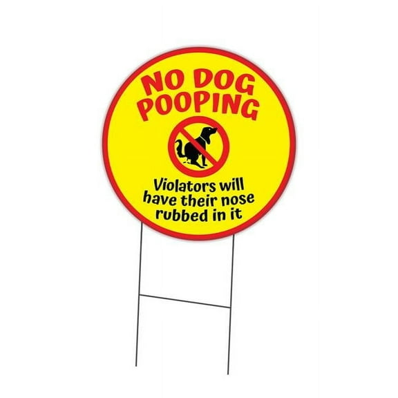 24 in. Double Sided Corrugated Circular Plastic Sign - No Dog Pooping