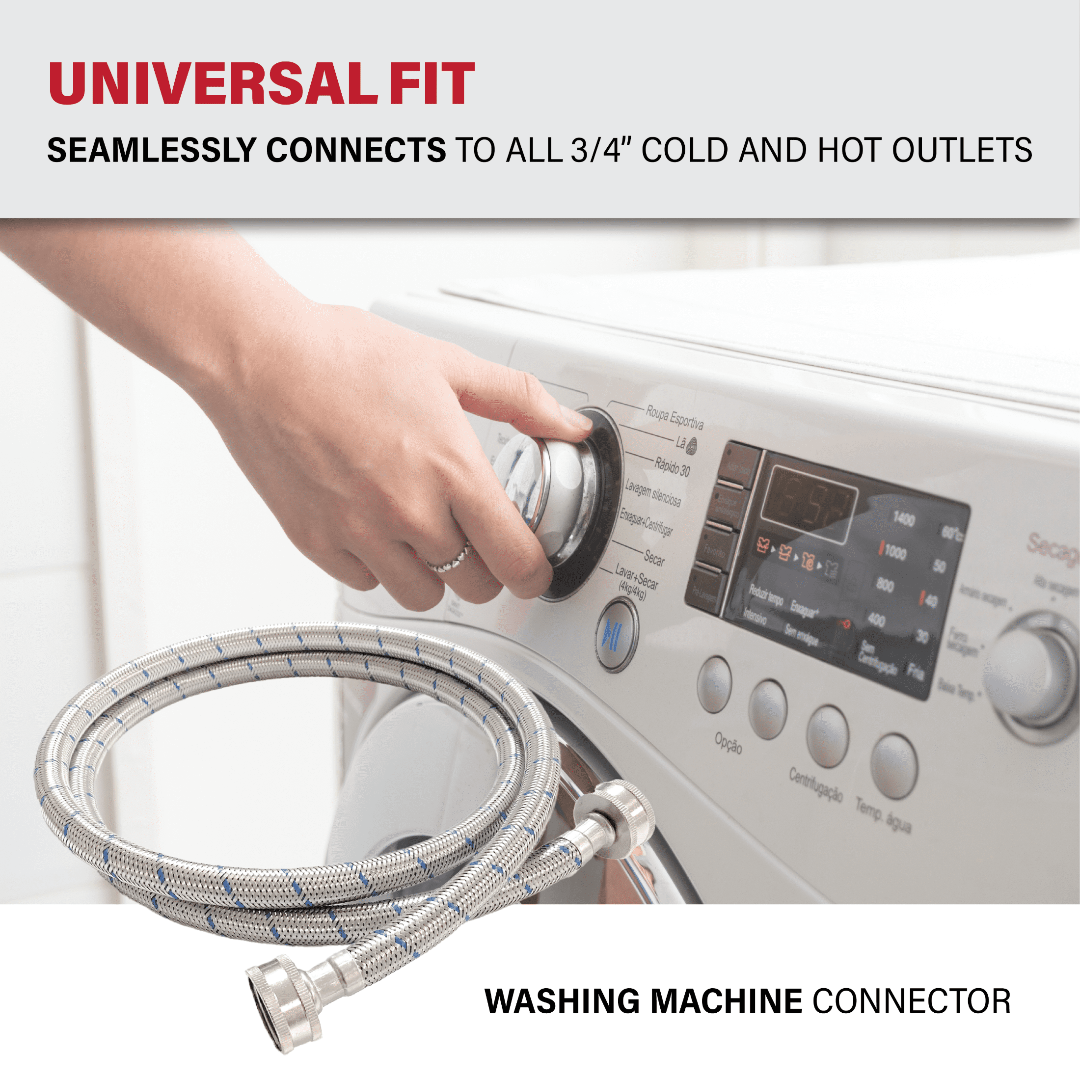 Dr. Rooter 5 Foot Premium Stainless Steel High Efficiency Hose 2 Pack, 45% Faster Flow Rate