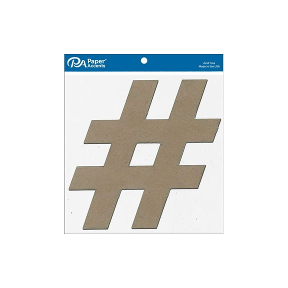 Chip Shape 2pc 11" Hashtag # Natural