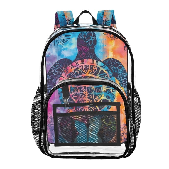 ALAZA Clear Backpack Boho Silhouette Turtle PVC Transparent BookBag