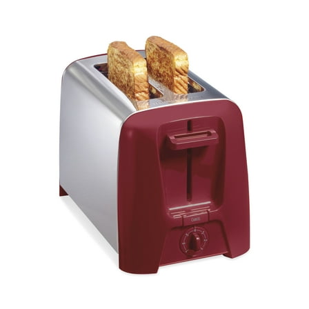 Hamilton Beach 2-Slice Toaster with Extra-Wide Slots, Toast Boost, and Removable Crumb Tray, Red