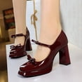 thumbnail image 3 of Womens High Platform Heels 9CM Pump Patent leather Bow Wedding Dress Shoes, 3 of 5