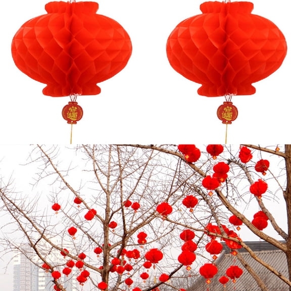 KALLORY 20Pcs Red Honeycomb Paper Lanterns Decorative Lanterns for Spring Festival Party and Home Decor