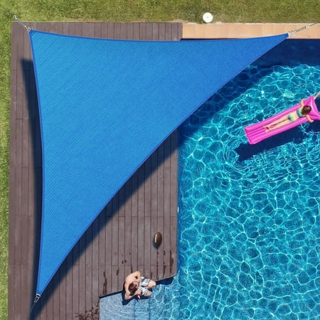 ColourTree 12  x 17  x 20.8  Blue Right Triangle Sun Shade Sail Canopy Mesh Fabric UV Block & Water Air Permeable - Commercial Heavy Duty - 190 GSM - 3 Years Warranty - Custom Make