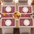 thumbnail image 3 of MeyJey Table Runner and Placemats Set of 4, Washable Fabric Rectangle Dining Table Mats with Tassels for Dining Tables, Kitchen, Red, 3 of 10