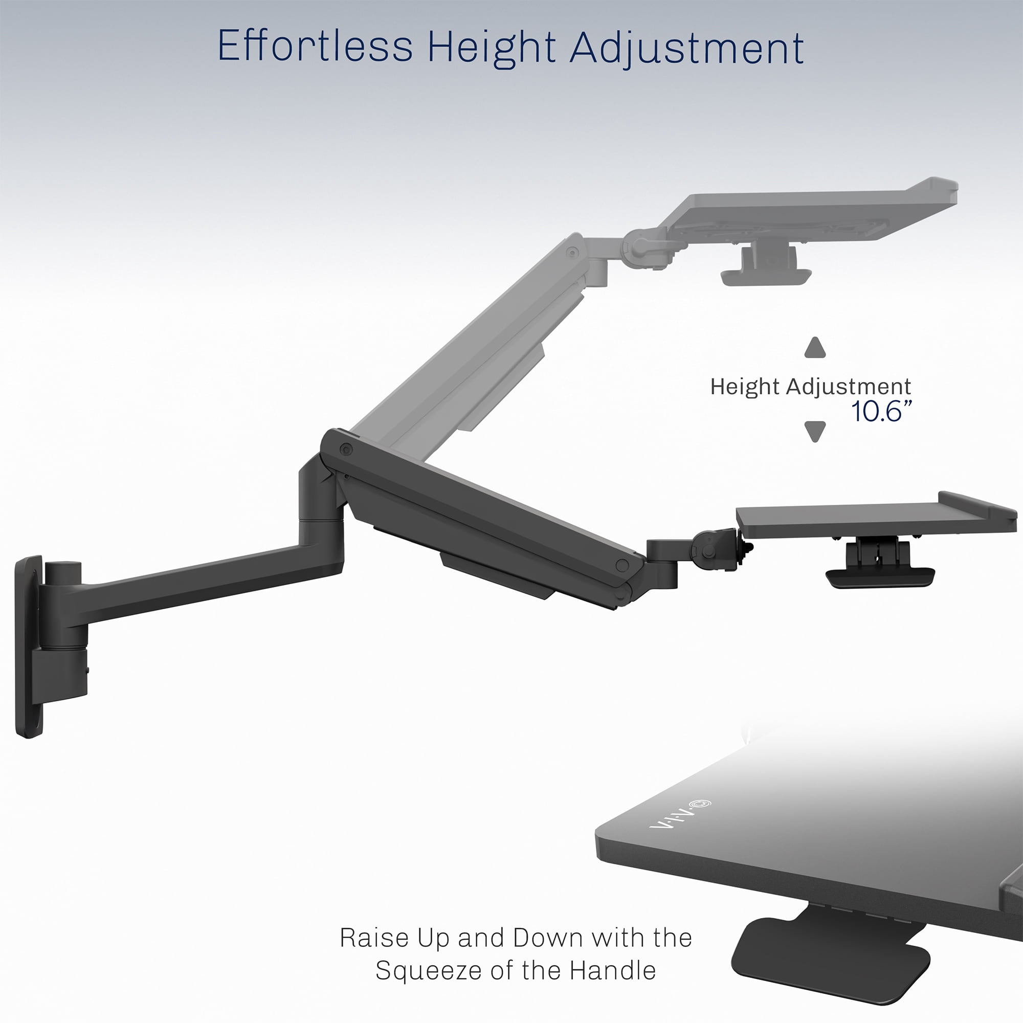 VIVO Pneumatic Heavy Duty Wall Mounted 24 inch Keyboard Tray