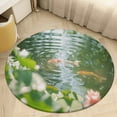 thumbnail image 4 of Lucky Koi Fish Lotus Leaf Round Small Area Rug, Print Non Slip Washable Floor Mat, Soft Throw Rug for Living Room, Powder Room Entryway, Bathroom, Bedside, 4 of 6