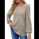 thumbnail image 3 of Camisas Tipo Túnica para Mujer, Camisas Holgadas de Larga, Camisas de Cuello Cuadrado Caqui L, 3 of 8