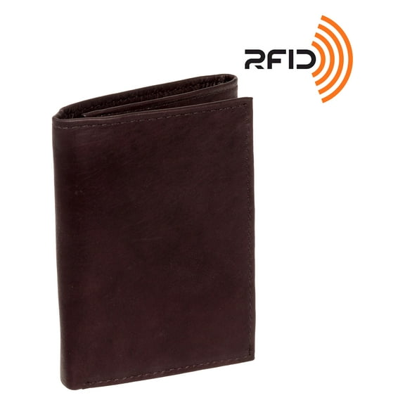 Men's Top Grain Cowhide Leather RFID Trifold Billfold Wallet