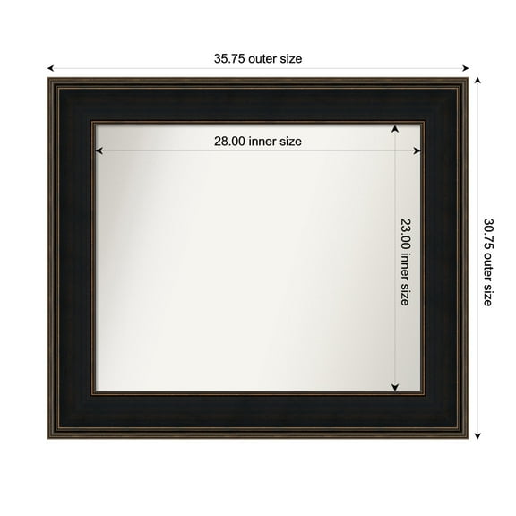 Amanti Art Custom Wall and Bathroom Mirror (30.75 x 35.75 in.), Mezzanine Espresso Frame