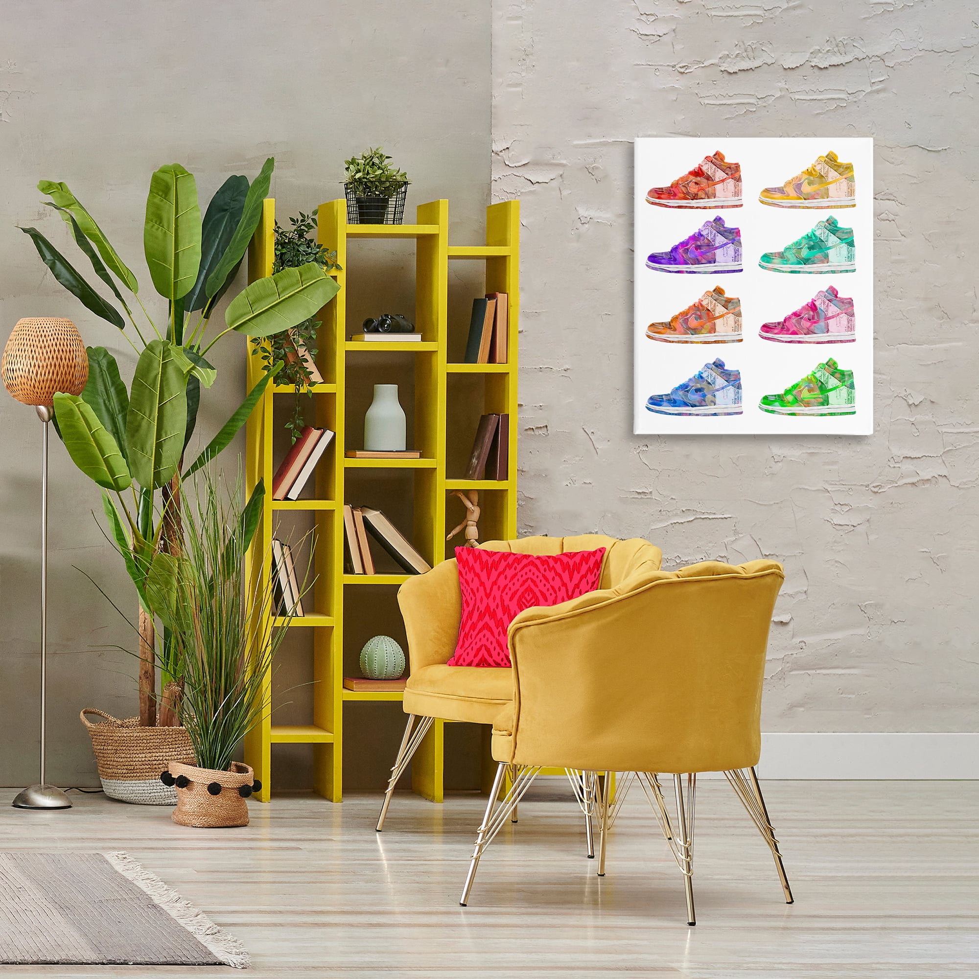 Stupell Industries Bold Rainbow Sneakers Beauty & Fashion Painting Gallery Wrapped Canvas Art Print Wall Art, 24 x 30