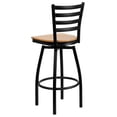 thumbnail image 5 of Drevy HERCULES Series Black Ladder Back Swivel Metal Barstool - Natural Wood Seat, 5 of 8