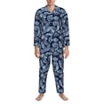 thumbnail image 3 of Honeii Tropical Leaves Pattern Mens Pajamas Set,2pcs Men's Lounge Long Sleeve Sleep Shirt and Pajama Bottoms Sleepwear Set,Mens Pjs Sets-Large, 3 of 7