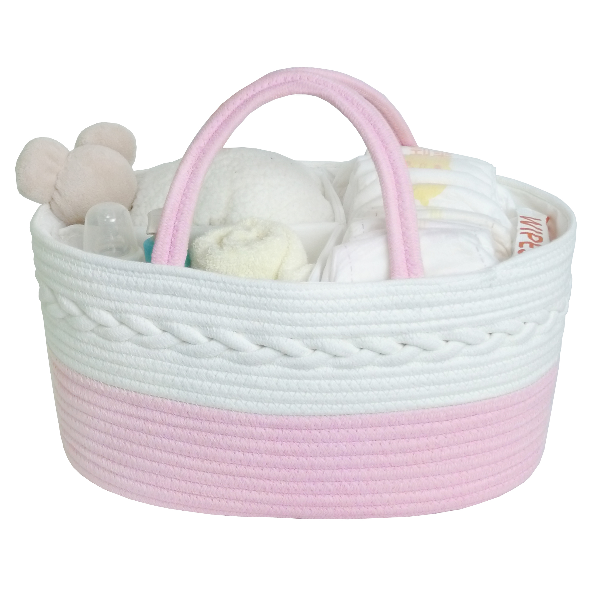 Caroeas Baby Diaper Caddy Organizer, XXLarge Cotton Rope Diaper Basket
