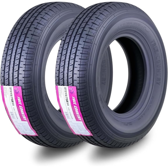 Free Country Premium ST215/75R14 8PR Load Range D w/Featured Scuff Guard Trailer Tire, Set of 2